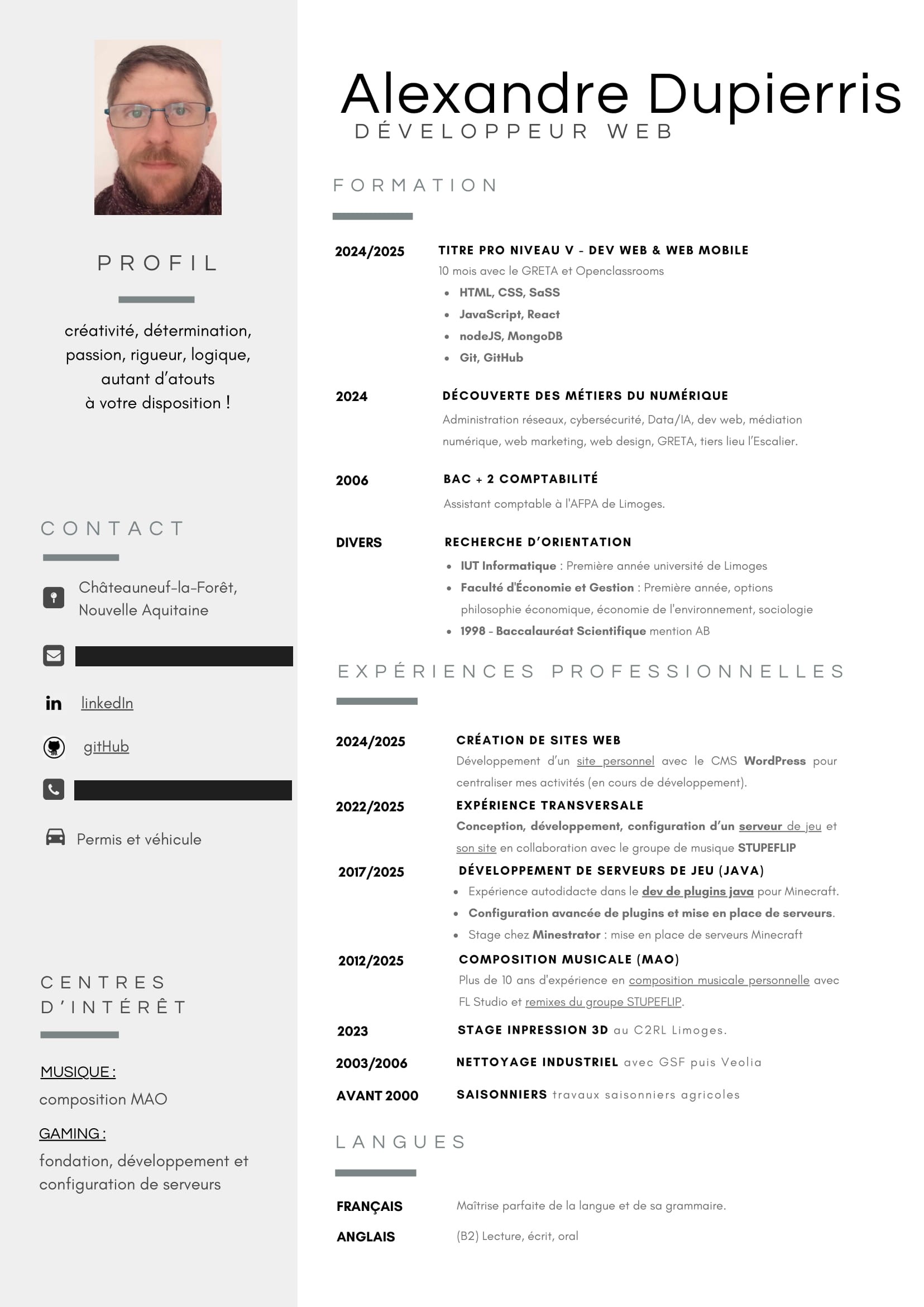 CV Alexandre Dupierris